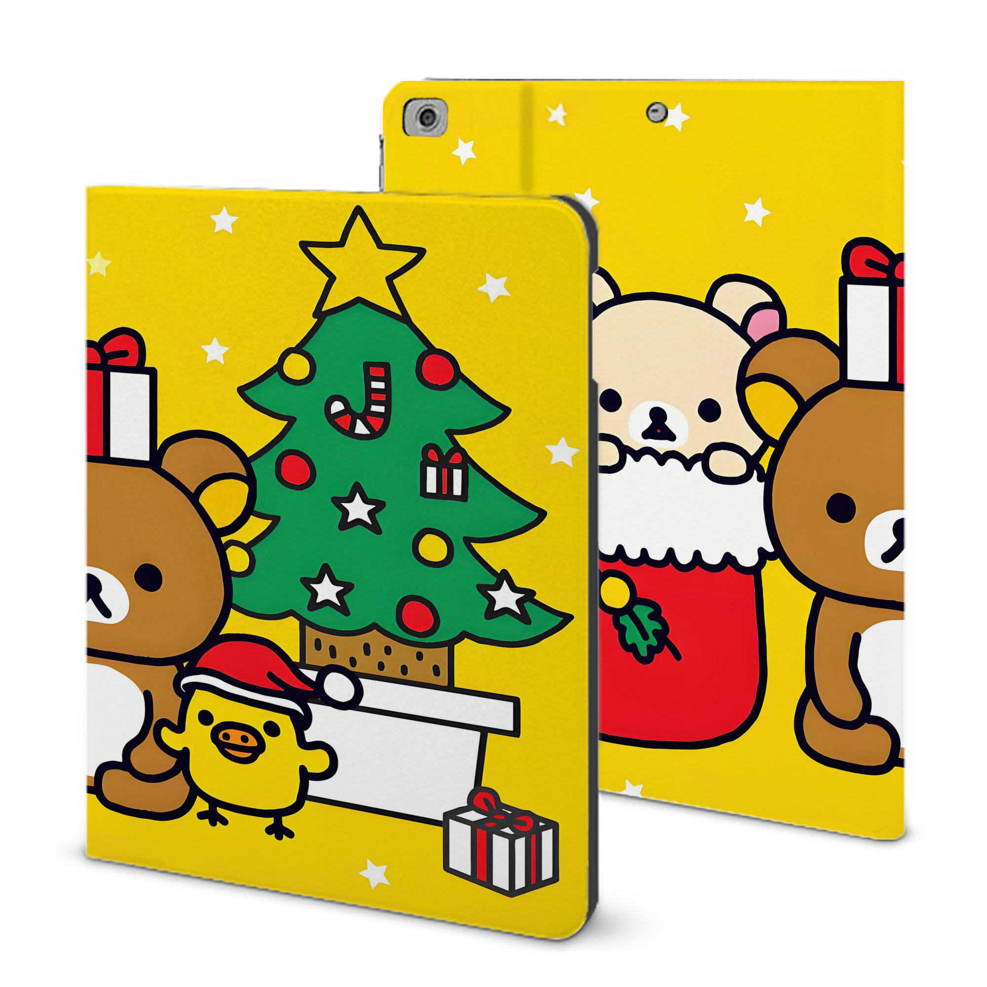 （画像用） リラックマ リラックマ キイロイトリ Rilakkuma Korilakkuma Kiiroitori IPad ケース ブック型 PUレザー TPU 耐衝撃 軽量 薄型 ペン収納なし 全面保護 IPad 各モデル対応